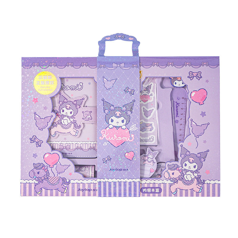 Caja de regalo de libro de manos Kulomi genuina Sanrio juego de papelería de cuentas de mano Melody cuaderno de regalo de cumpleaños