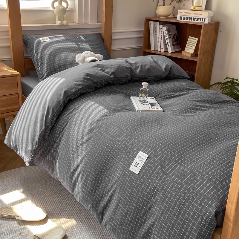 2025 nueva cama de dormitorio de algodón de tres piezas, cama de dormitorio de algodón para estudiantes, funda de edredón individual, funda de cama, funda de edredón
