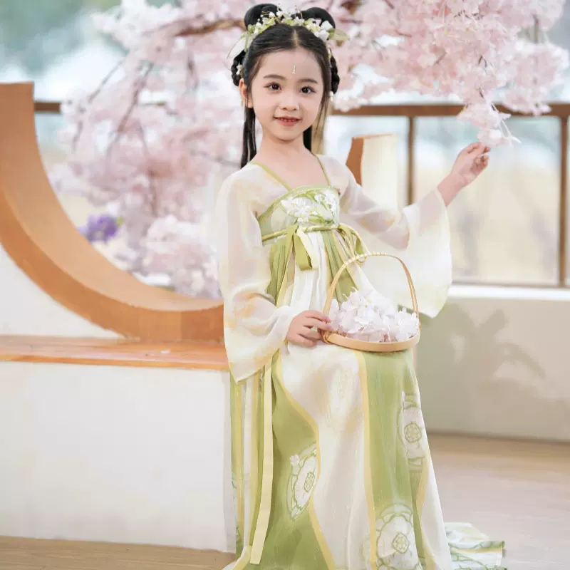 原创兰泽2024新款女童汉服国潮古风格春秋古装唐装小女孩中国风