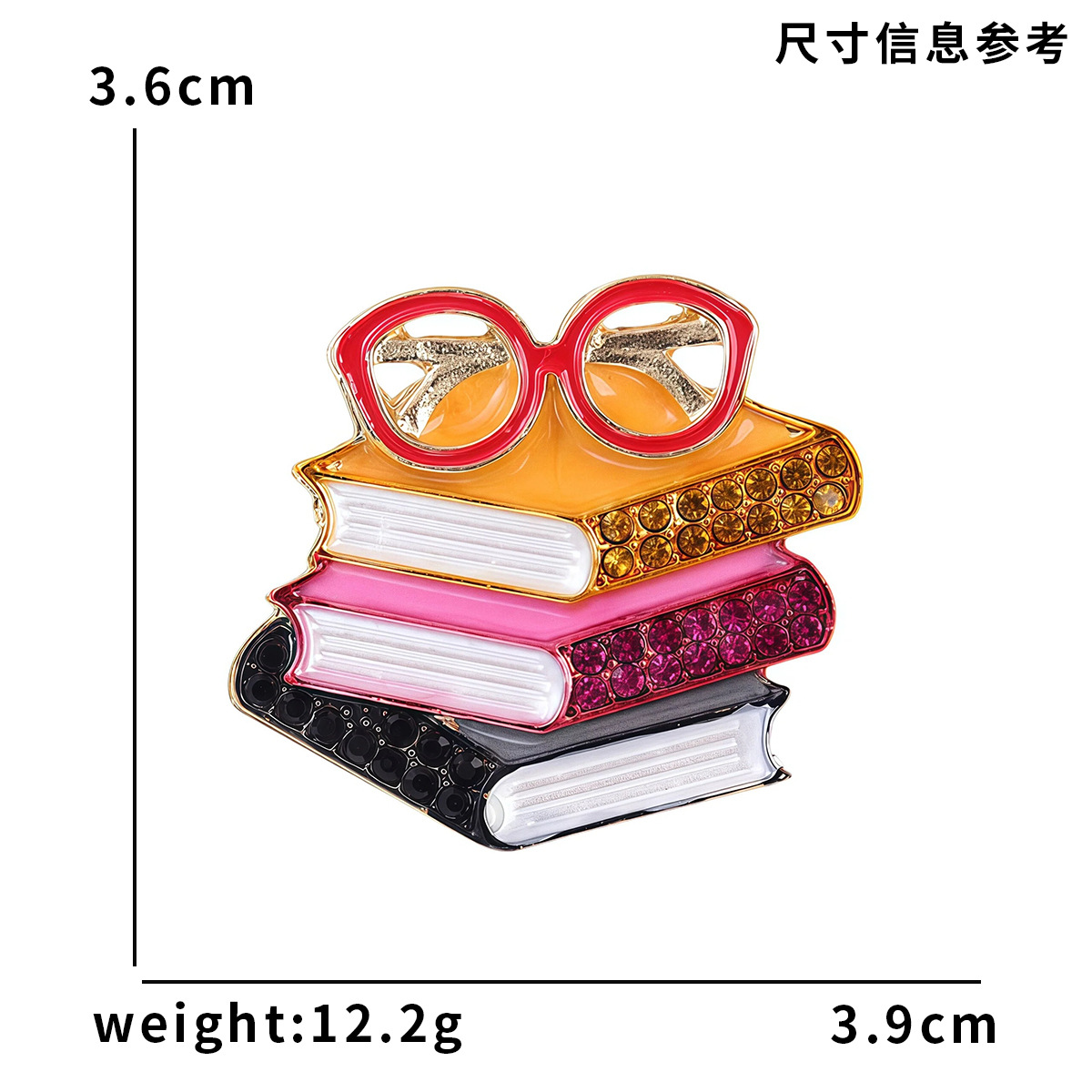 European and American New Enamel Rhinestone Three-Book Shaped Brooch Creative Pin Trendy Unisex Clothing Accessory Brooch Jewelry