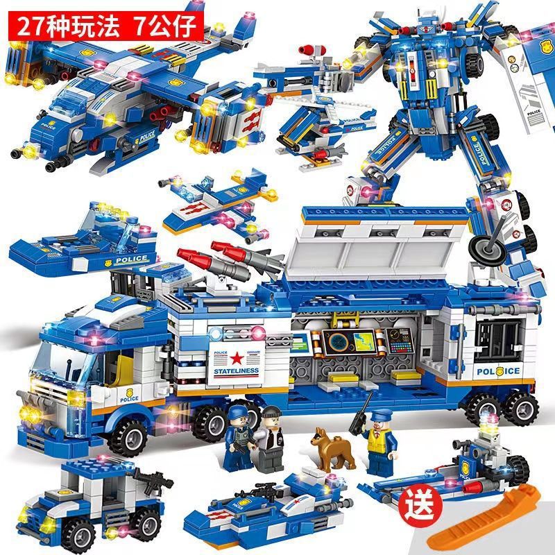 Bloques de construcción Lego compatibles transfronterizos ensamblados juguete volando águila especial policía portaaviones rompecabezas militar niños bloque de construcción educativo Coche