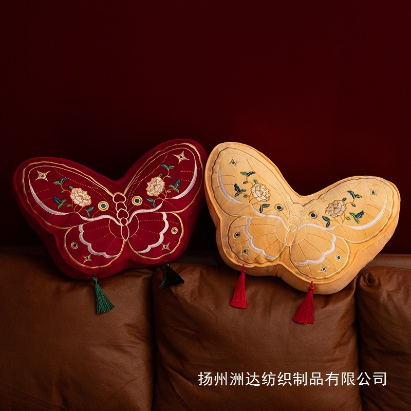 Caricatura adorable estilo nacional de bordilla mariposa almohada almohada sofá almohada de peluche muñeca de cabecera almohada