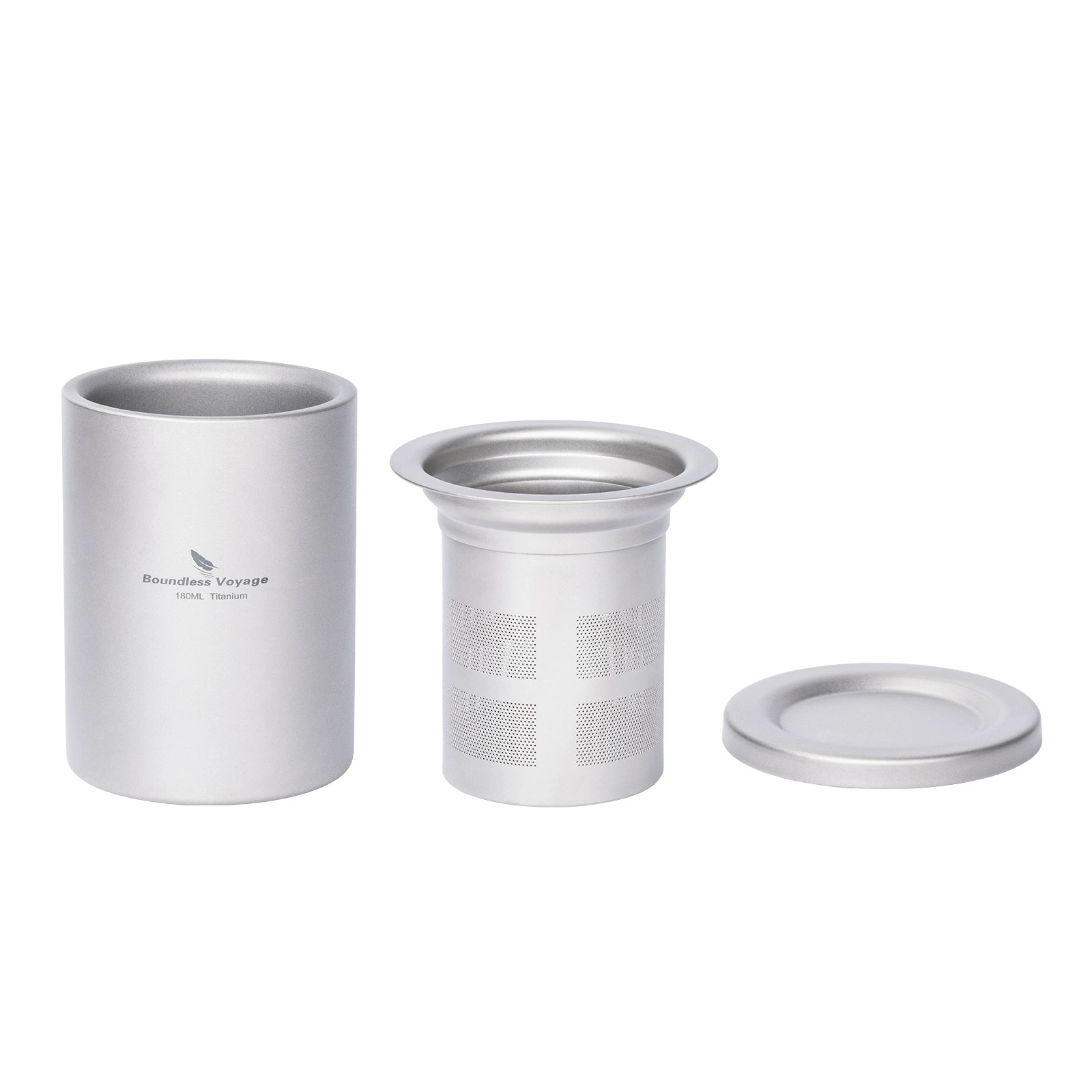 必唯 Чистый титановый двойной слой чашки с фильтром крышка для напитков на открытом воздухе ультралегкая портативная посуда для кофе чая против ожогов теплоизоляция