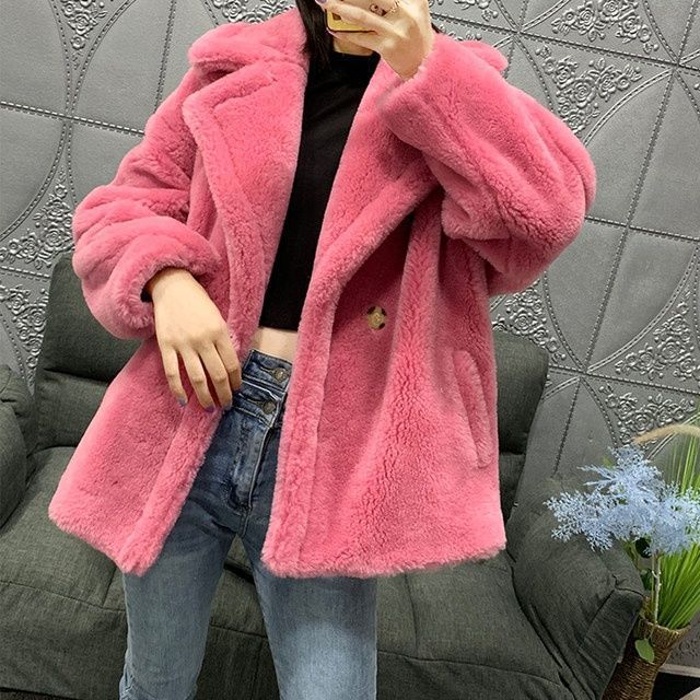 Damen Kunstfellmantel Gefüttert Warm Kurze Jacke Im Kaschmir Look_voghion.com
