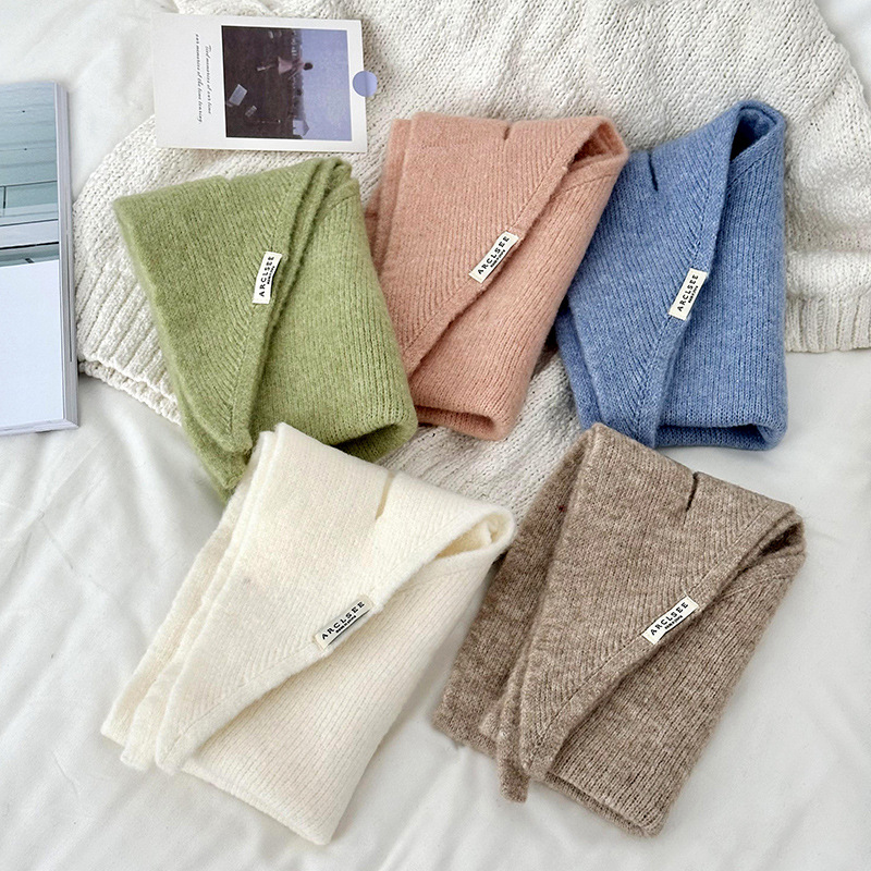 Bufandas de invierno femeninas de alta calidad estilo coreano de estilo universal protector de cuello bufandas de punto triangulares sólidas bufandas