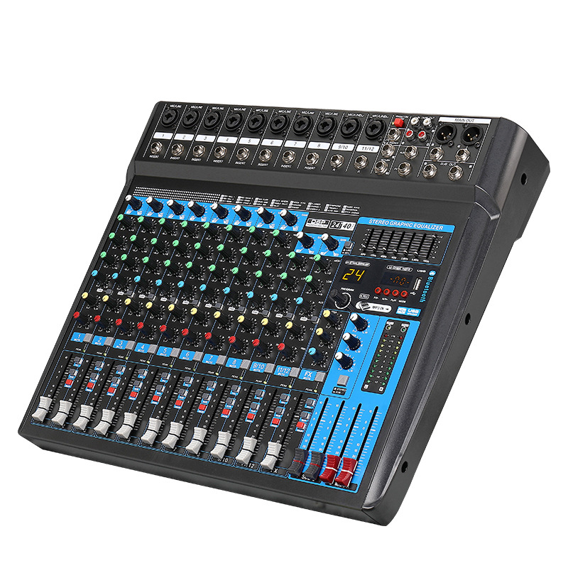 (2개) GM-12X 믹서 블루투스 24DSP 효과 균등화 2 그룹 2 보조 2 스테레오 16 채널