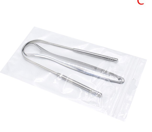 Raspador de Lengua de Acero Inoxidable en Forma de U con Caja de Hierro para Cuidado Bucal