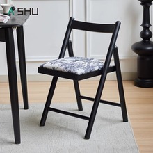 实木折叠椅子家用凳子小户型餐椅软包靠背休闲可叠放麻将椅餐椅