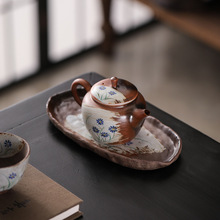 木阡阁 纯手绘小碎花彩绘柴烧茶具带盖复古小清新茶杯壶承中国风