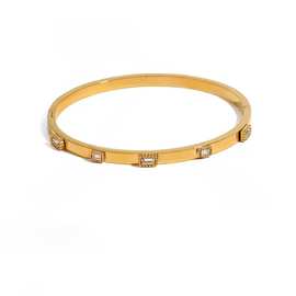 欧美不锈钢锆石手镯高级感轻奢时尚百搭卡扣镯子钛钢手饰跨境