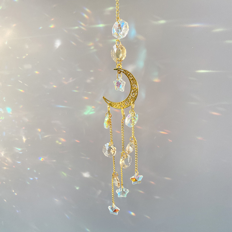 62g Weight Dreamcatcher Home Textiles & Decor Type 1 Piece Quantity Indoor Occasion Crystal Material Circle, Moon Pattern Romantic, Simple Style Style Romantic Simple Style Circle Moon Crystal Dreamcatcher Wall Art 5