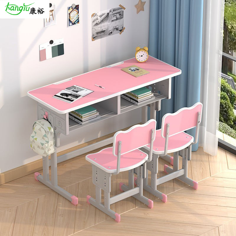 Double Kidsren's Study Table and Chair Set for Home Primary and Secondary School Students Homework Table Boys and Girls Writing Desk School Same Style