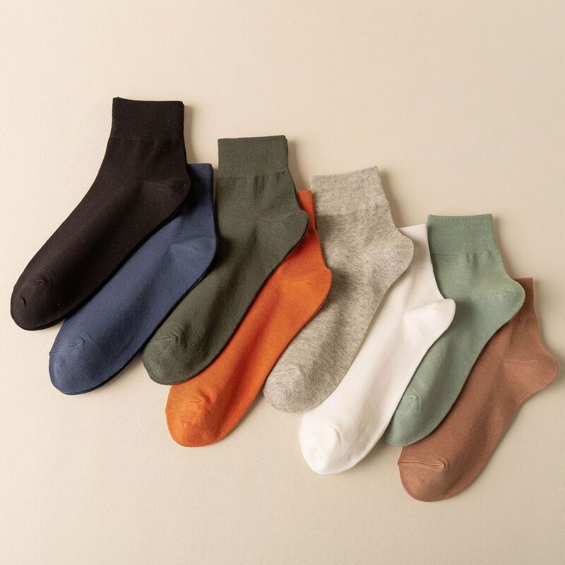 Socks men's cotton mid-calf length socks spring and summer thin boneless sweat-absorbent breathable men's casual cotton solid color mid-waist socks Socks men's cotton mid-calf length socks spring and summer thin boneless sweat-absorbent breathable men's casual cotton solid color mid-waist socks