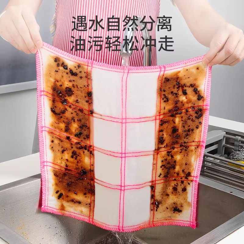 Paño de gasa puro de ocho capas que no se mancha fácilmente con aceite, paño de limpieza de platos con diseño de rejilla para restaurantes, absorbente y sin pelusas, toalla de limpieza para el hogar.