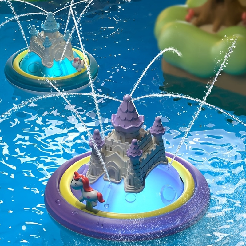 Baños transfronterizos unicornio castillo rociador de agua juguetes de agua para niños bañera luminosa eléctrica juguetes de baño para bebés