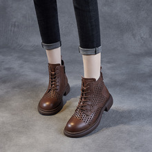 春夏季新款镂空凉靴2025复古手工马丁靴透气洞洞裸靴百搭粗跟单靴