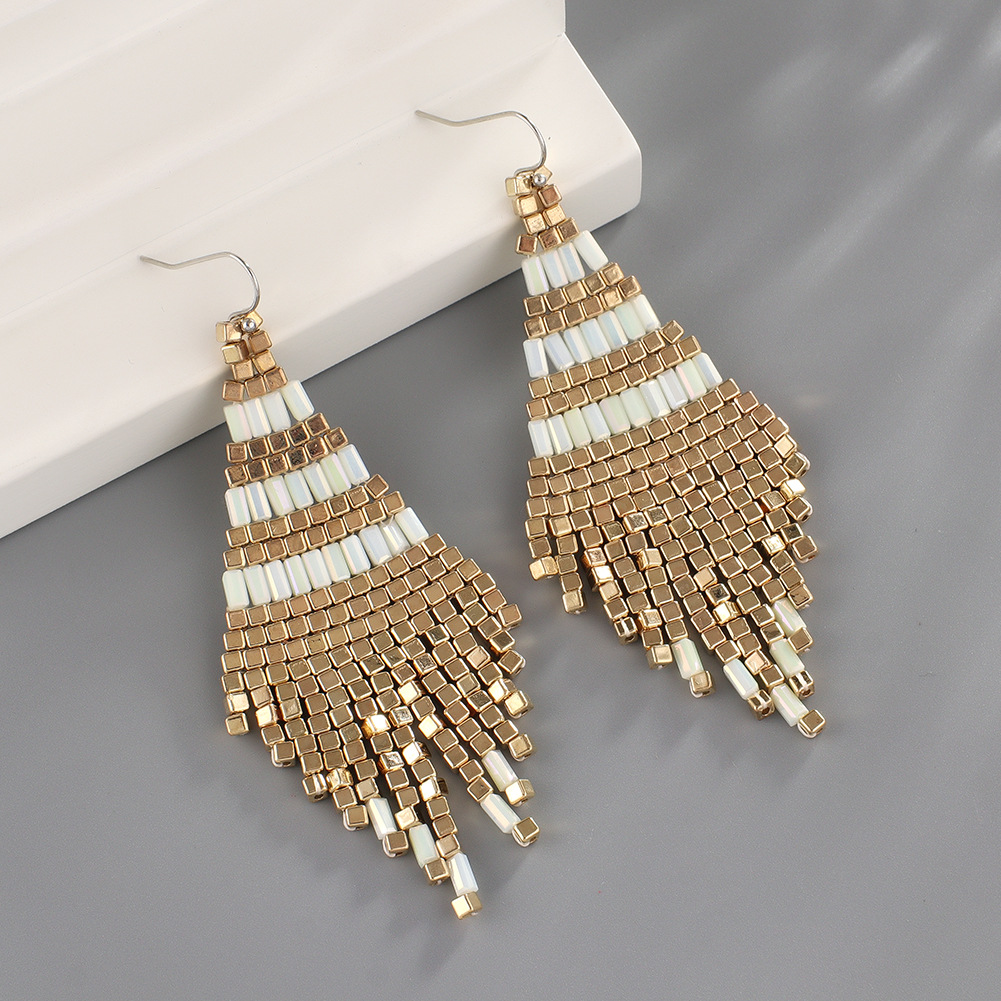 Wholesale Jewelry 1 Pair Bohemian Color Block Seed Bead Drop Earrings display picture 2