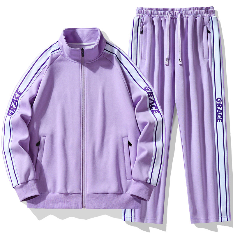 Pareja traje deportivo primavera y otoño marca de moda suéter de manga larga pantalones de dos piezas corriendo ropa deportiva casual en vivo al por mayor