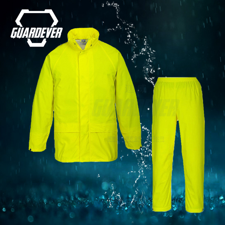 反光荧光黄绿安全PVC雨衣雨裤牛津布PU图层防水工作套装透气透湿