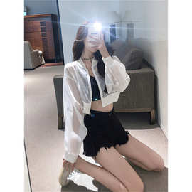 2025新款防晒衣女夏季薄款韩版透明流光短款长袖防晒开衫外套上衣
