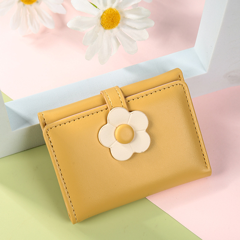 Cartera de regalo 2024, cartera corta para mujer, bonitas flores pequeñas, estilo coreano fresco, monedero para celebridades de Internet, envío directo