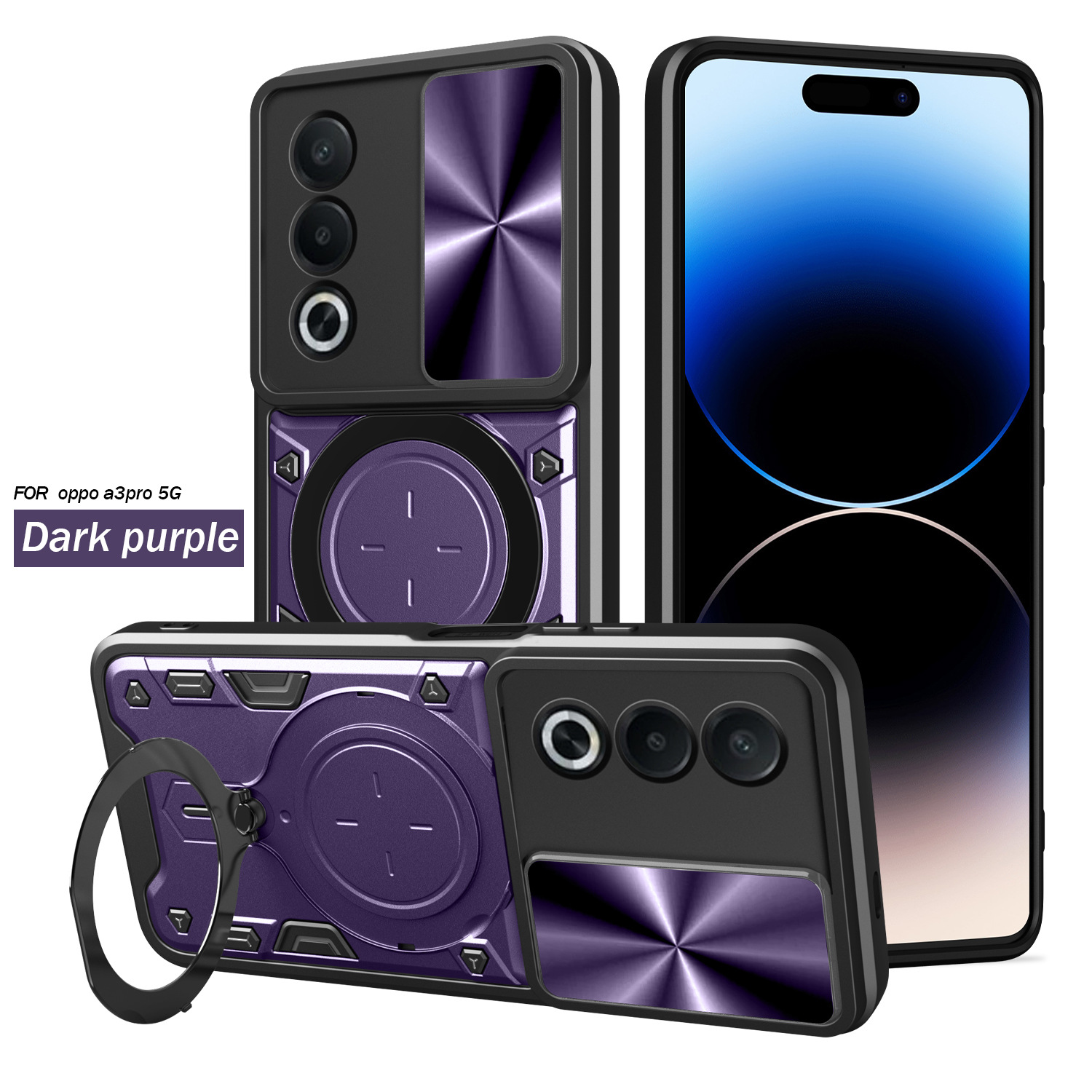 Casas de diseño CD OP A3 PRO caja de teléfono celular resistente a la caída absorción magnética + ventana de empuje lente protectora cubierta de teléfono celular