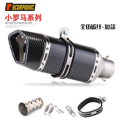 Motorcycle exhaust pipe modification CB400 spring breeze 250SR Ninja 400 R3 small Rome imitation carbon fiber tail section (Exhaust pipe) - little-rome-short-all-spinning-carbon-fiber-silencer
