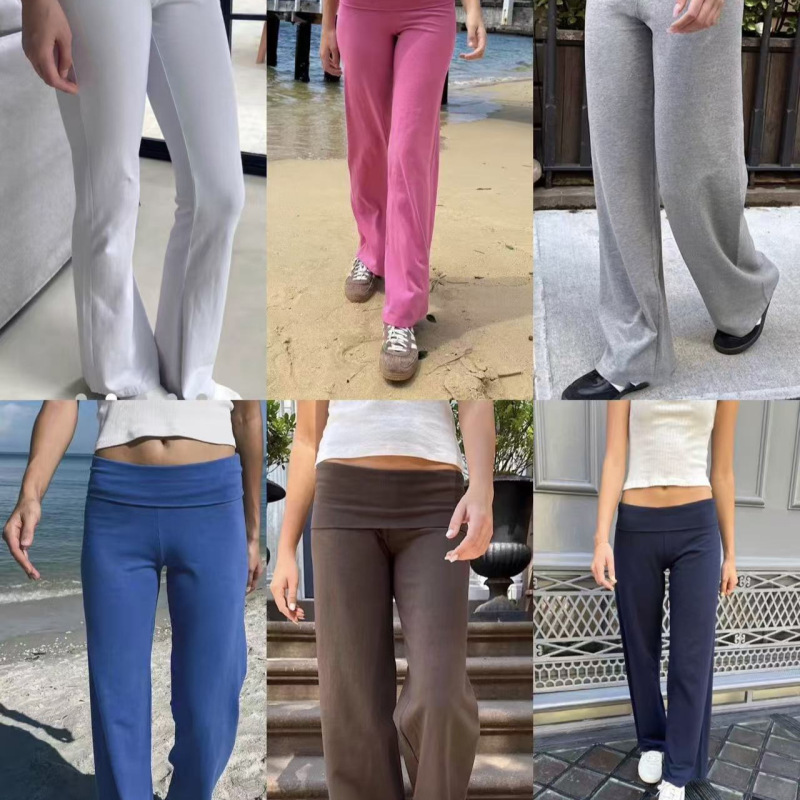 Bm New American-Style Solid Color Flared Yoga Pants, Bm Slim-Fit Low-Waist Wide-Leg Pants, Versatile Long Pants, Sports Pants for Women