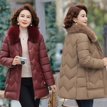 妈妈装皮棉衣冬季新款中老年女装加厚PU皮大衣中年大码仿皮草上衣