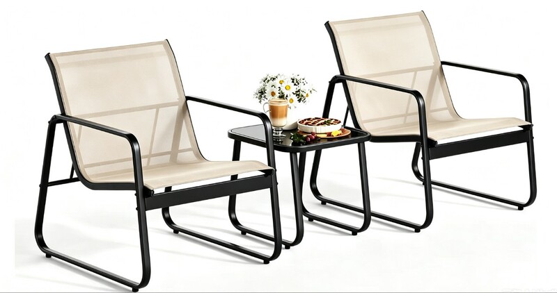 Outdoor Teslin folding table and chairs, outdoor camping chairs, metal leisure folding portable patio table and chair set