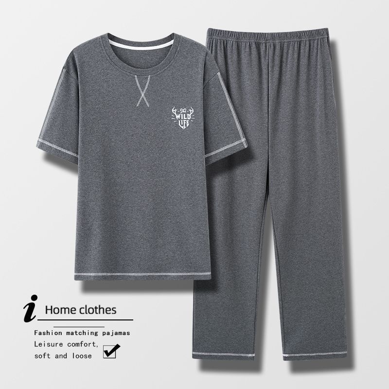 100% pijamas pantalones de algodón de manga corta de verano para hombres ropa para el hogar traje de verano Delgado suelto más tamaño