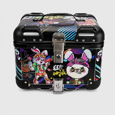 Motorcycle trunk, Universal Large-Capacity Storage Tail Box - 45l-round-corner-tail-boxdecal-style