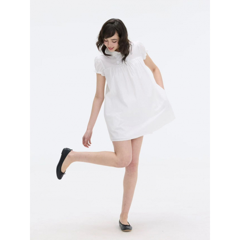 Lyocell Linen Doll Collar Puff Sleeve Mini Dress with Underpants Lyocell Linen Doll Collar Puff Sleeve Mini Dress with Underpants