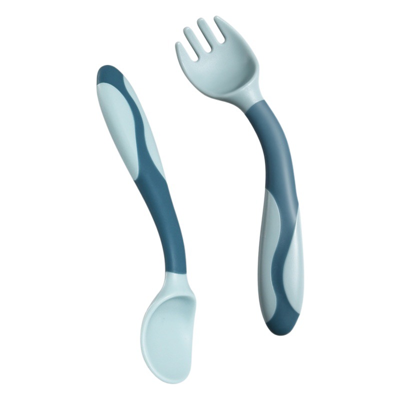 Baby food supplement spoon flexible twisted fork spoon baby eating spoon training fork spoon left and right hand children's tableware