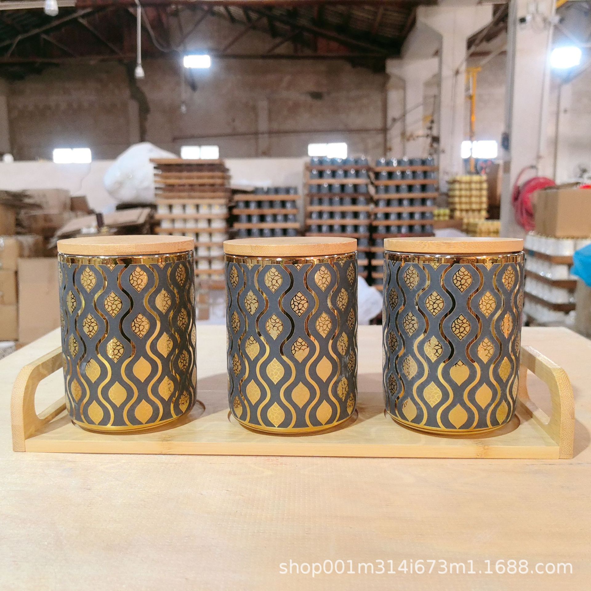 Cocina, hogar, hogar, cerámica, galvanoplastia, tanque de almacenamiento, condimento, tanque sellado de gran capacidad, grano de café, tanque de azúcar de té, juego de tres piezas