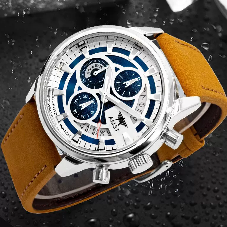 AMST艾美时特新款运动型男士商务功能手表多针石英防水夜光手表