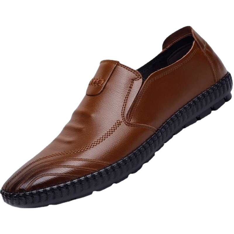 Бизнес-кэжуал сандалии 2025 весна новые британские дышащие туфли из искусственной кожи корейский стиль модные молодежные туфли туфли-бобы ленивые туфли