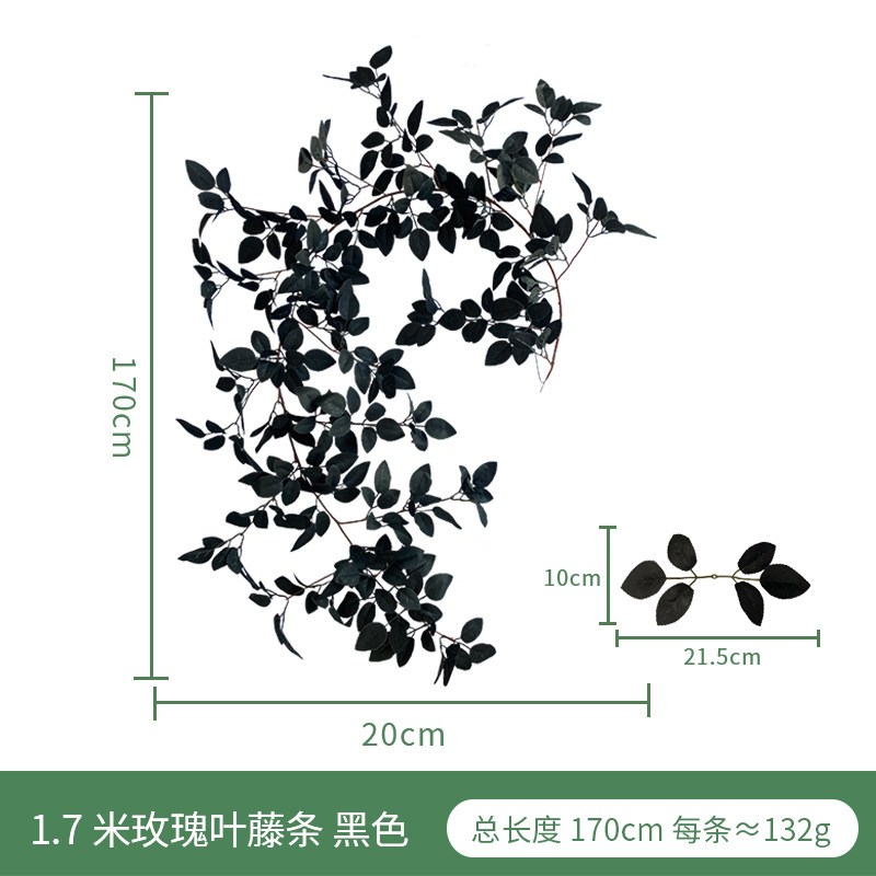 Artificial Rosa hoja ratán Amazon Halloween hogar negro decorativo atmósfera diseño artificial Rosa hoja Ratán