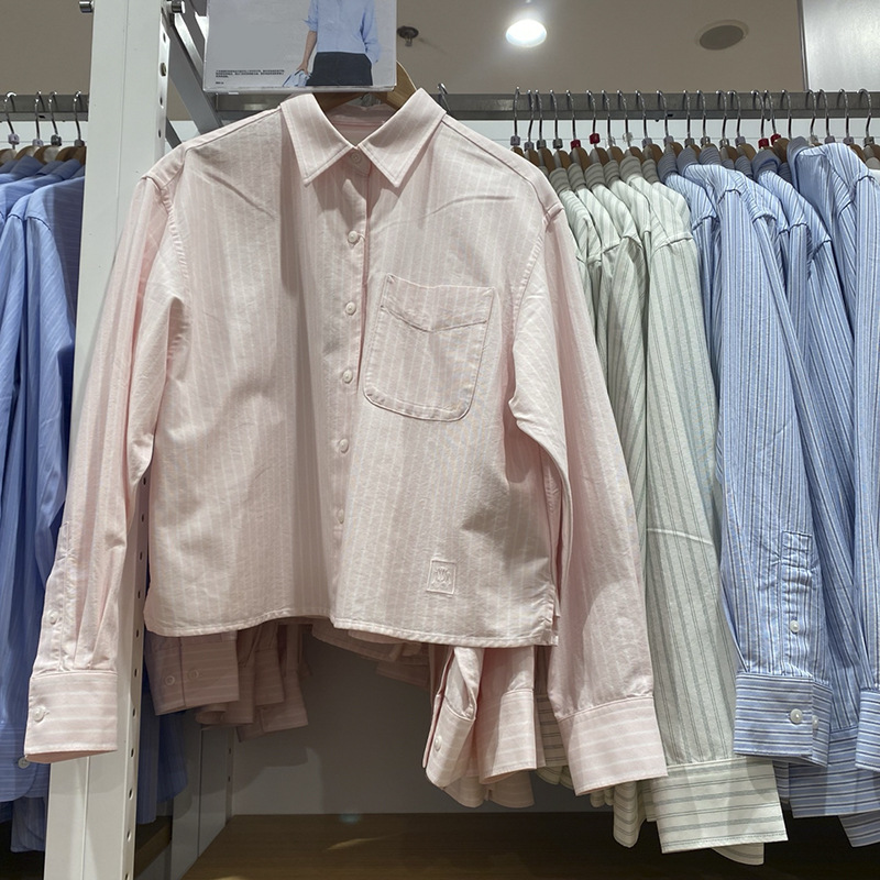 일본 여성 의류 2025 봄 새 줄무늬 셔츠 긴팔 카디건 셔츠 얇은 코트 C477683/475718