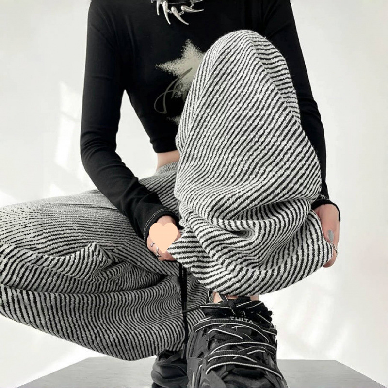 Twill wide-leg pants for women in spring and autumn 2025 new high waist draping straight laziness lazy winter plus velvet thickened casual pants