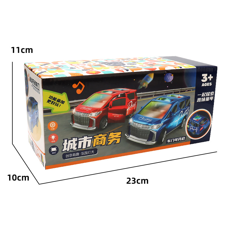 Nuevos productos eléctricos universal puerta abierta coche de negocios música iluminación truco giratorio coche niño coche de juguete al por mayor