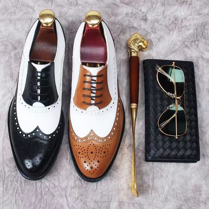 Men's leather shoes men's large size business formal wear British style brogue versatile youth casual carved men's shoes cross-border