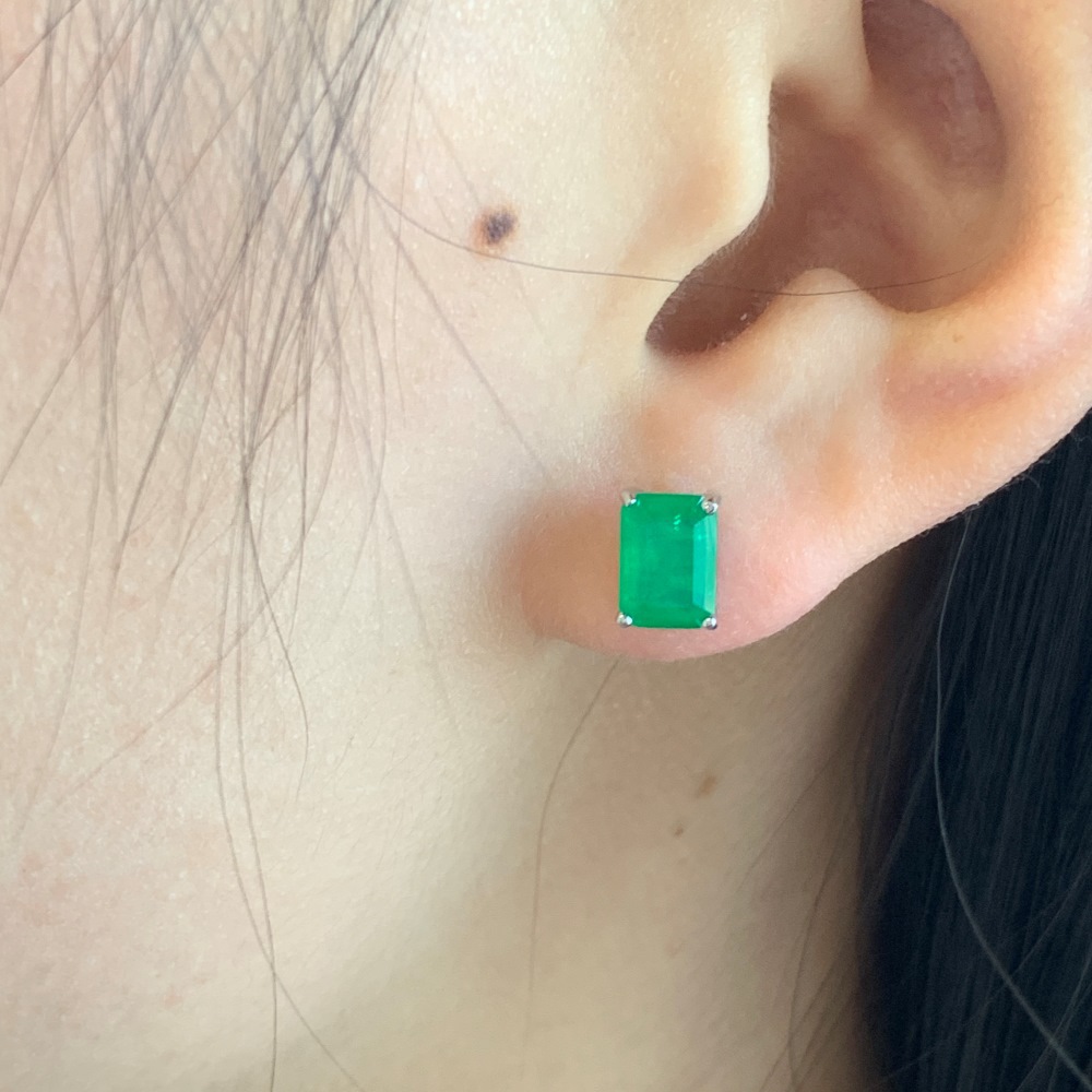 5g Weight 1 Pair 925 Sterling Silver Square Zircon Ear Studs