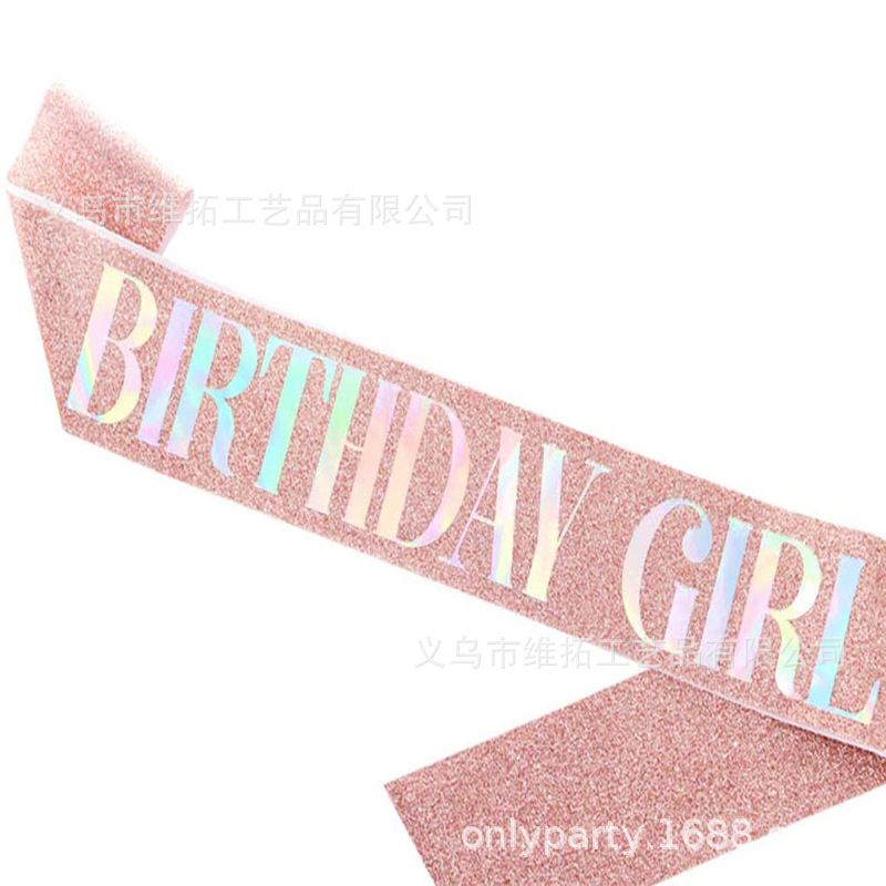 Glitter powder Gilding Symphony Shoulder strap birthday girl/queen birthday party Etiquette with