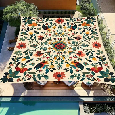 mandala sunshade, outdoor | Avtomobil yan çətirləri - bohemian-flowers-155cmx155cm