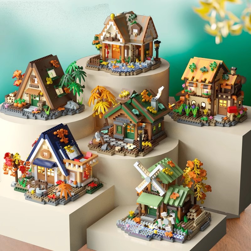 Compatible with Lego Windmill Tree House Building Blocks Small Particle Ins Style Forest Cabin Kidsren's Educational Assembled Building Block Toys