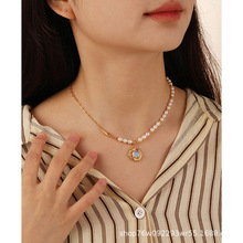 韓國新款天然淡水珍珠蛋白石項鏈女百搭高級感輕奢精致簡約鎖骨鏈
