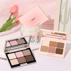 NOVO持妝六色綜合眼影盤大地色系啞光細閃珠光提亮高光修容一體盤