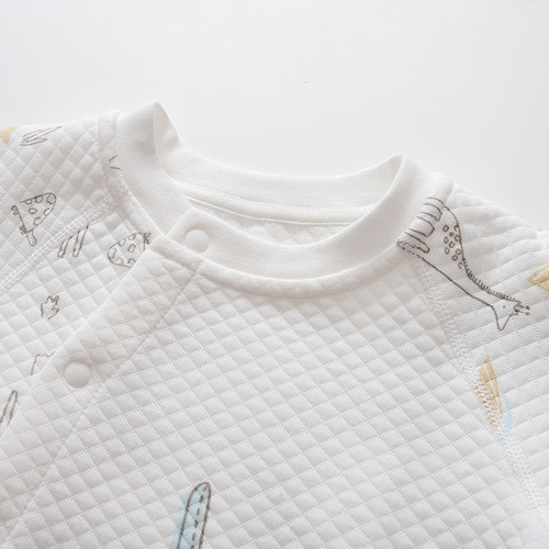 Baby Bodysuit Spring and Autumn Pure Cotton Category A Three-Layer Warm Newborn Baby Romper Set Wholesale for Boys and Girls