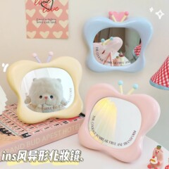 可爱蝴蝶结镜子化妆镜学生宿舍可爱随身便携小镜子办公室桌面台式